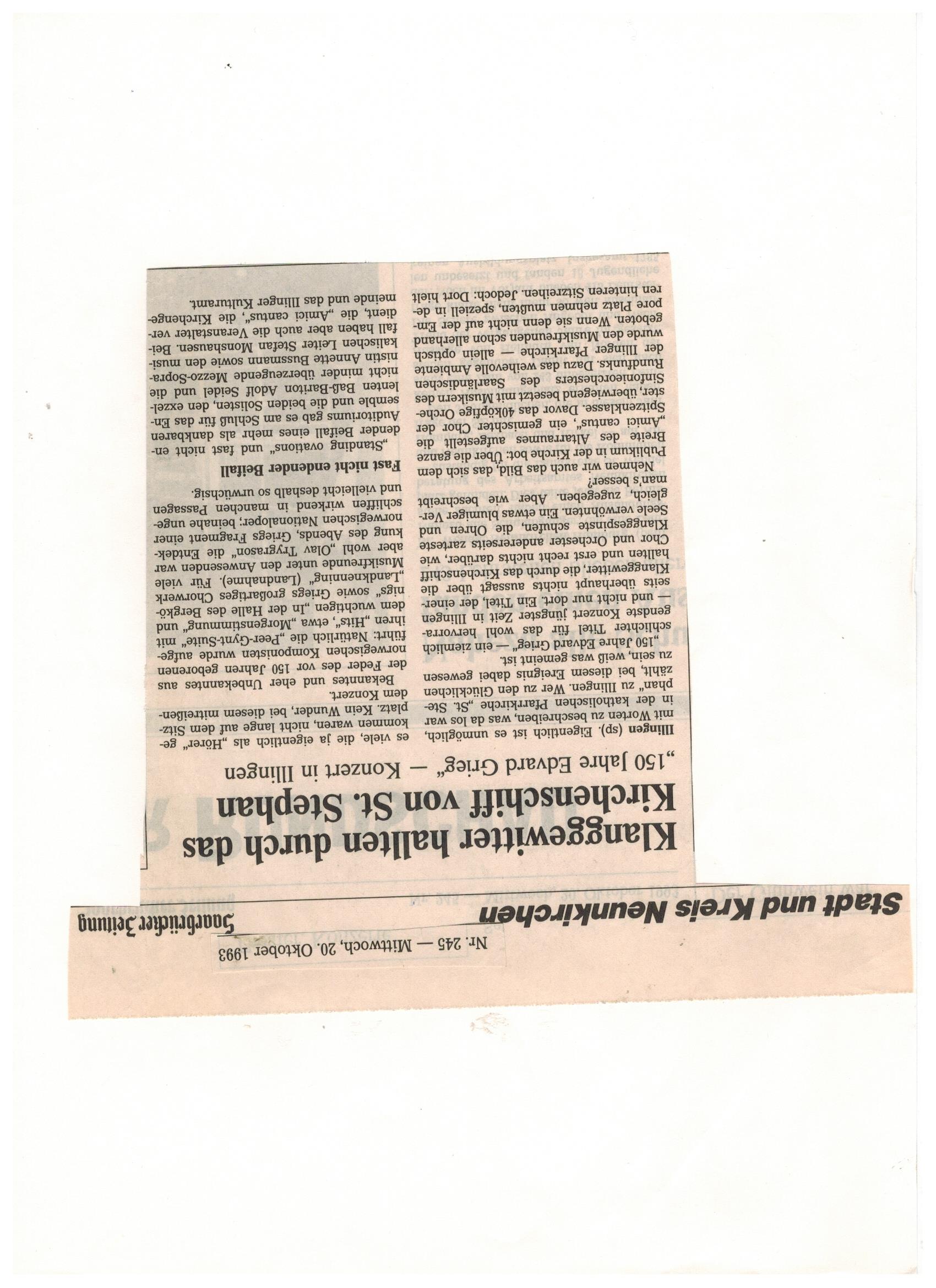 SZ Kritik zu Grieg Konzert OlafTrygvasson 1993